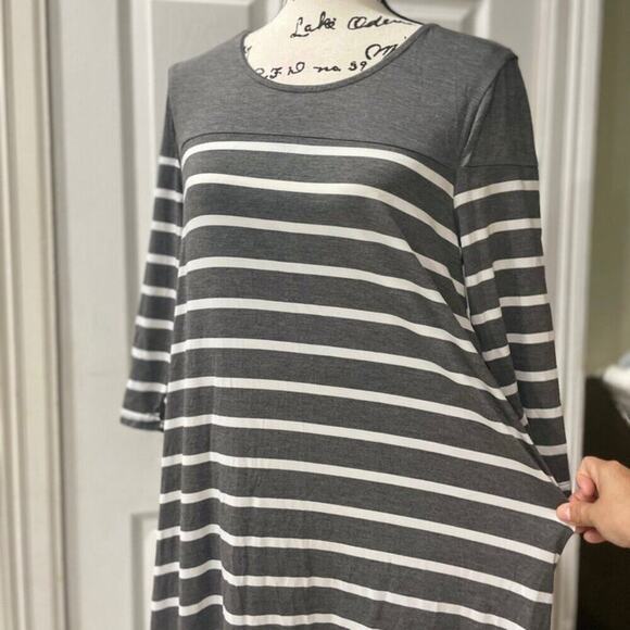 Exist Maxi Dress 3/4 Sleeve Stripe Ribbed Size Medium versatile chic BEACHY - Picture 12 of 16